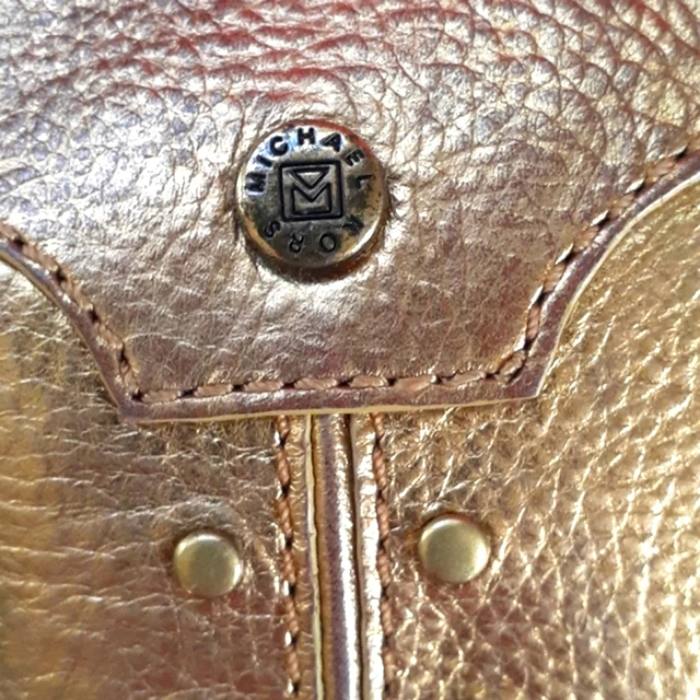 Michael Kors GOLD Leather‎ Wrist Pouch Coin Bag 9